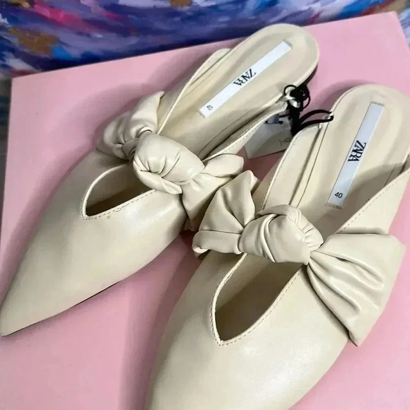 Zara Cream Bow Mule - Picture 6 of 9